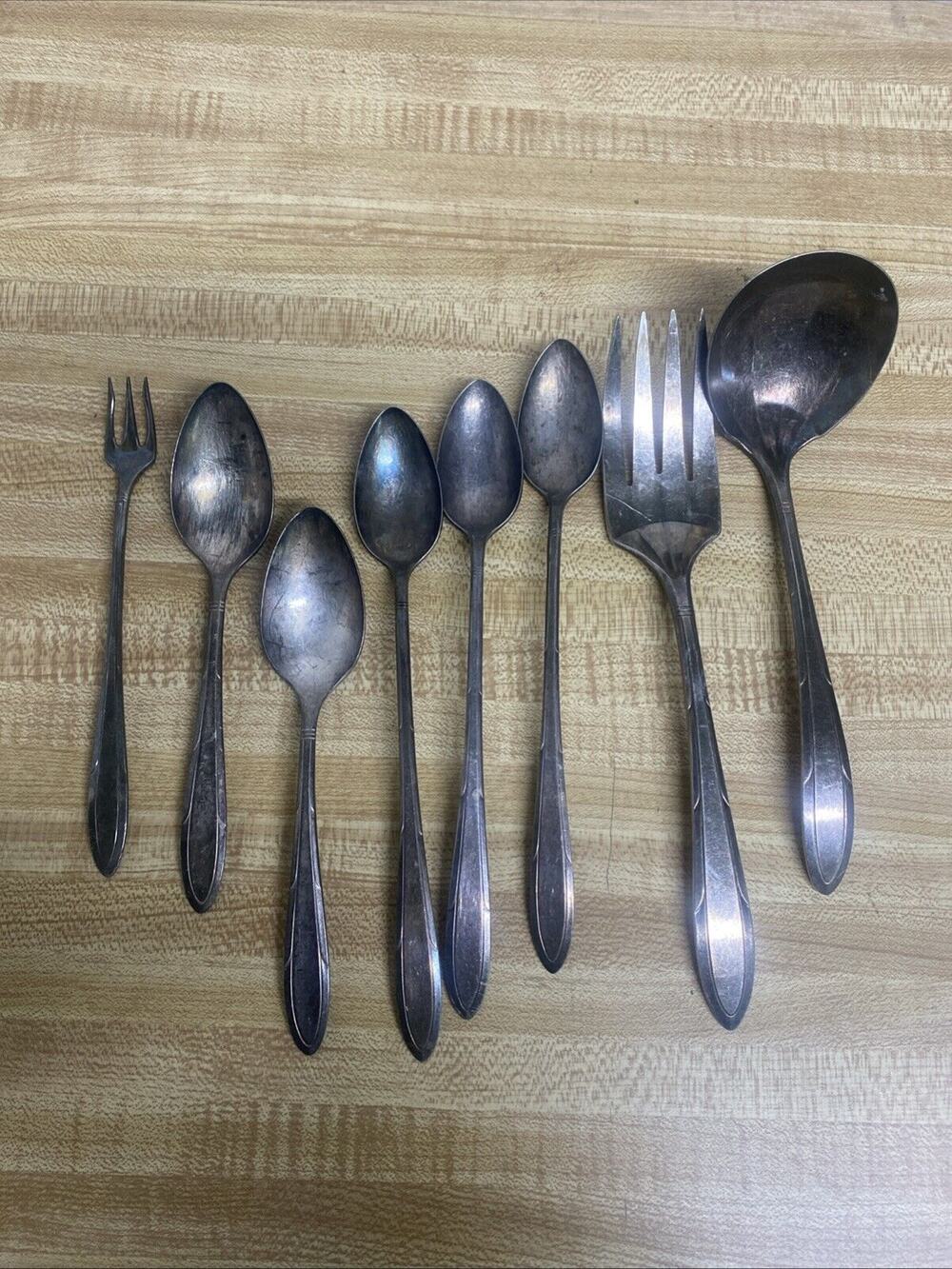 8 Pieces Oneida REVERIE Nobility Silver Plate 1937 Silverware Flatware
